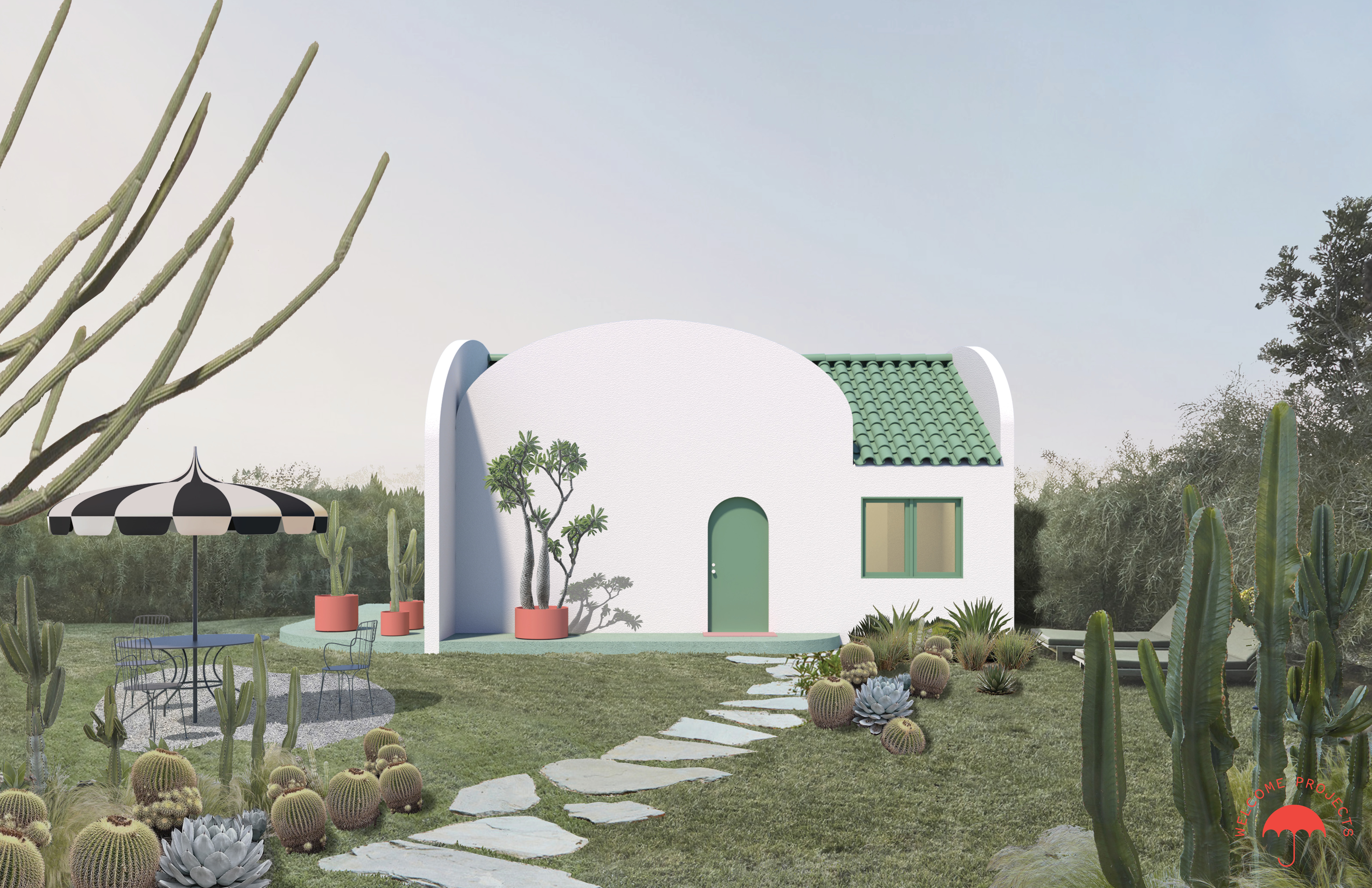Exterior of a detached ADU by Welcome Projects, a pre-approved LADBS standard plan showing a one-bedroom 560 square foot unit