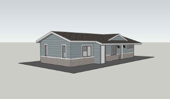 Two-bedroom, 800-square-foot ranch-style pre-approved ADU plan rendering from Riverside's DWELL program
