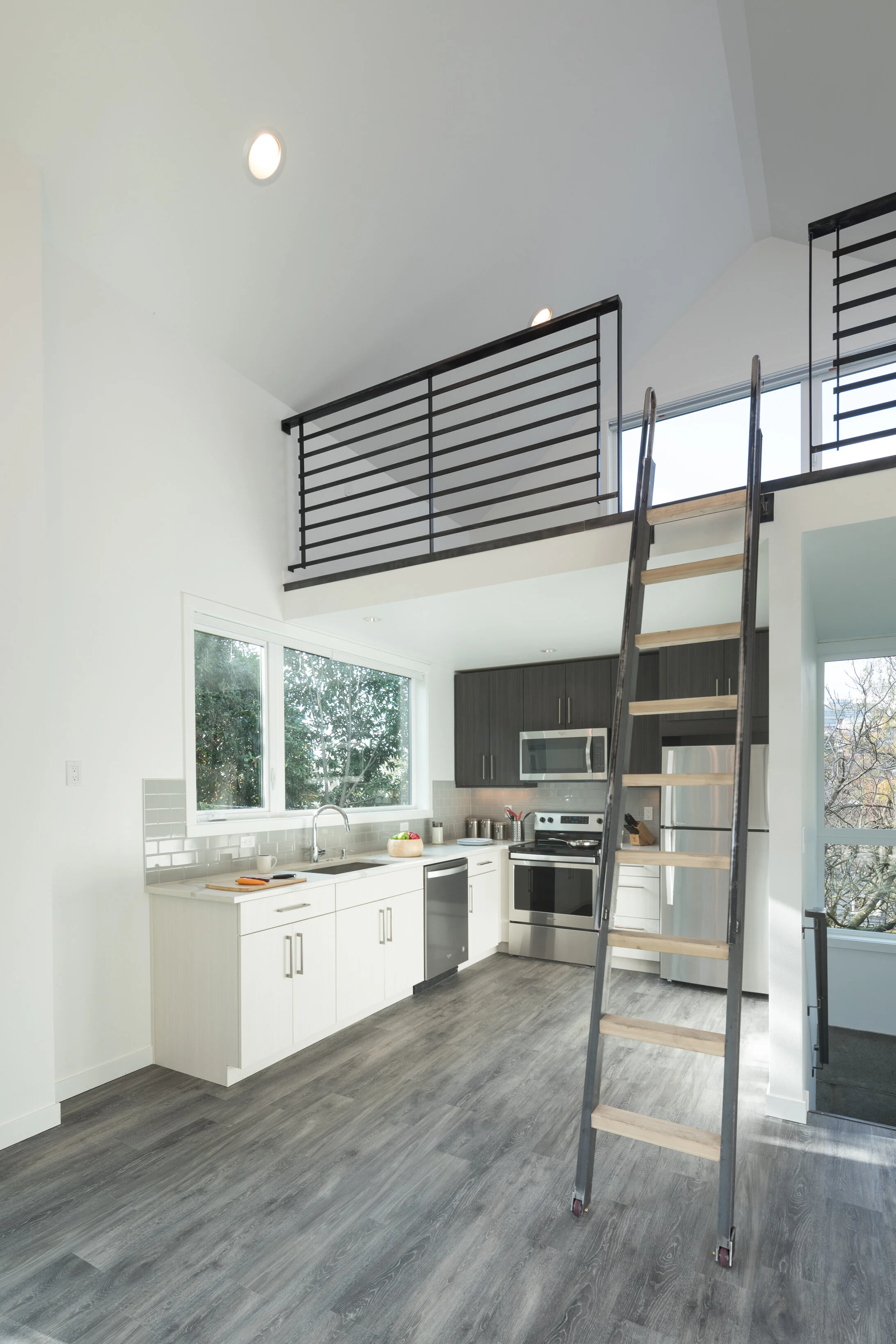 Exterior of the b9 architects 335 DADU, a compact two-story detached accessory dwelling unit