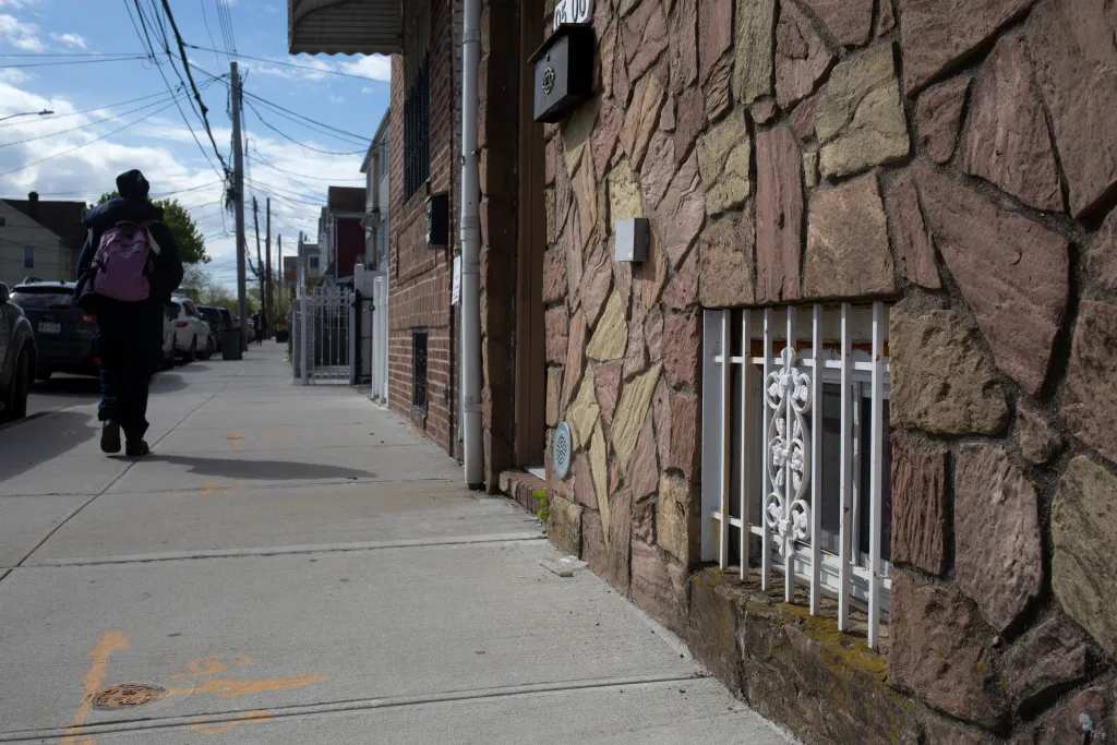 A block of small attached homes in Jamaica, Queens