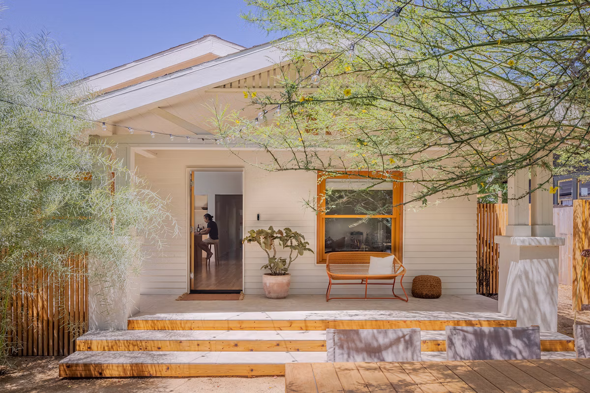 The Highland Park property mixes original 1921 Craftsman details with a contemporary rear addition